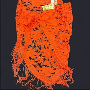 2 Bamboo‎ Bright Orange Crochet Sarong